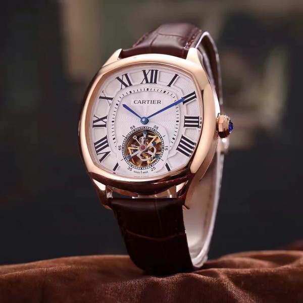 The luxury fake Drive De Cartier W4100013 watches are made from 18k rose gold.