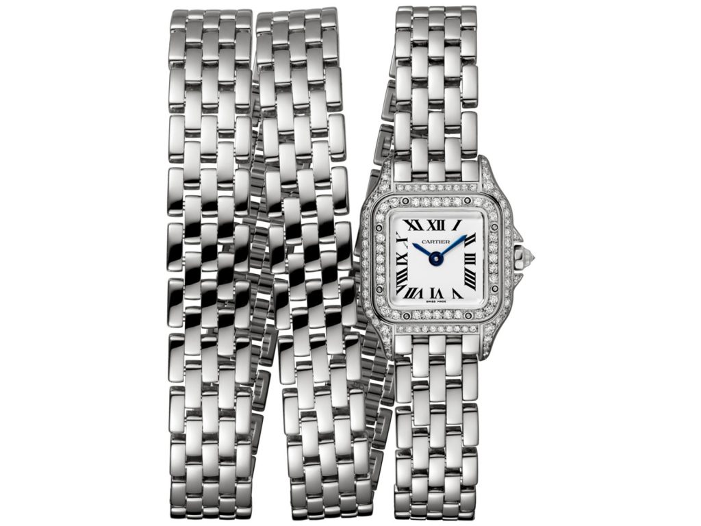 The 18k white gold copy watches have white dials.