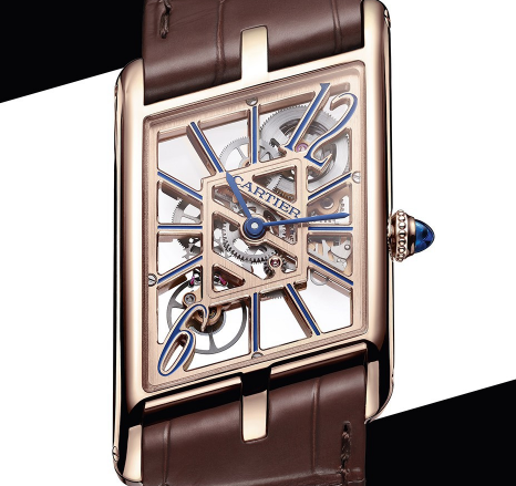 The skeleton dial of this best copy Cartier is very recognizable.